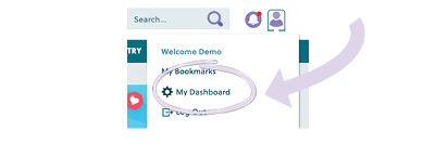a dropdown for an account with the My Dashboard link highlighted