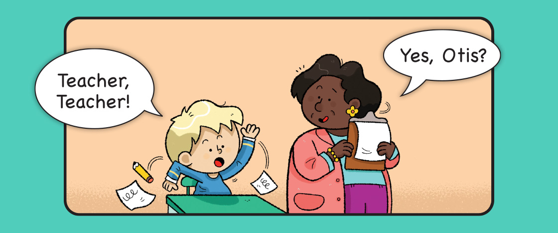 Illustration of a student asking teacher a question