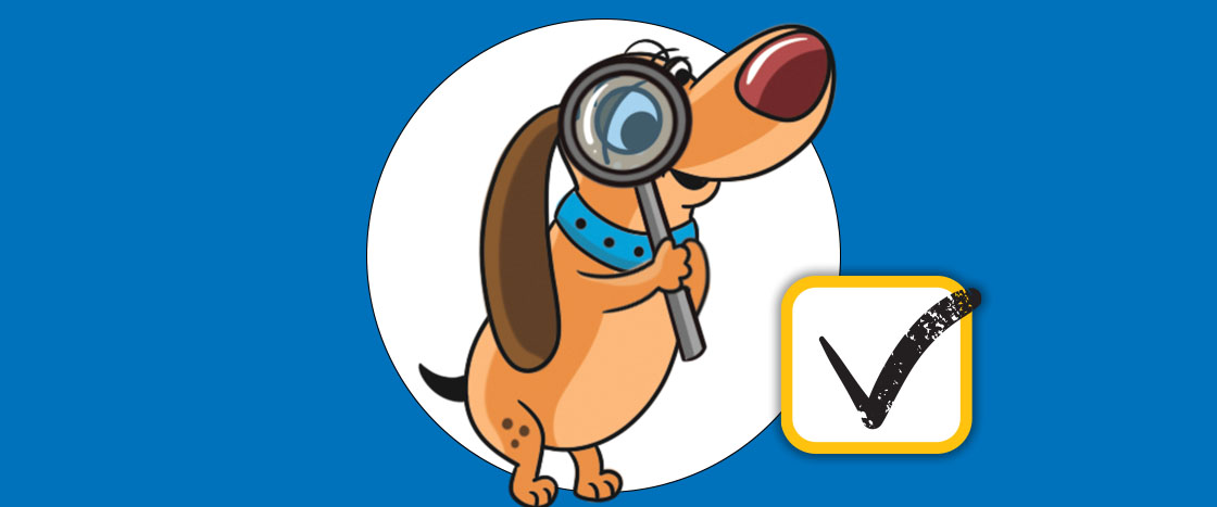 Illustration of Nosey the Dog holding a magnifying glass